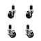 Service Caster 3'' SS Hard Rubber Wheel Swivel 1-3/4'' Expand Stem Caster Set 2 Brakes, 4PK SCC-SSEX20S314-HRS-2-TLB-2-134 - alternate 1